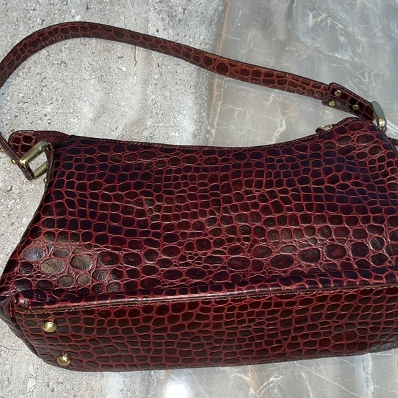 Reddish Brown 🐊 with leather accents shoulder bag - Picture 4 of 7